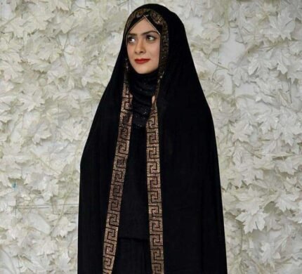Elegant Black Georgette Embroidered Irani Chadar - 1 Pc | Modest Wear for Women