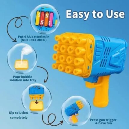 Plastic Bubble Gun | Fun Kids Toy with Colorful Bubbles and Easy Grip