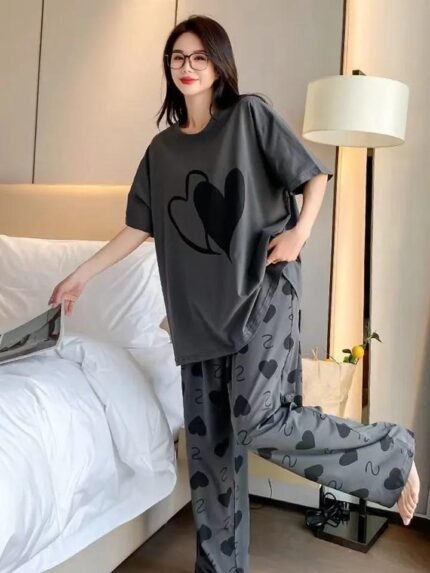 2 Pcs Women’s Stitched Cotton Jersey Printed Night Suit